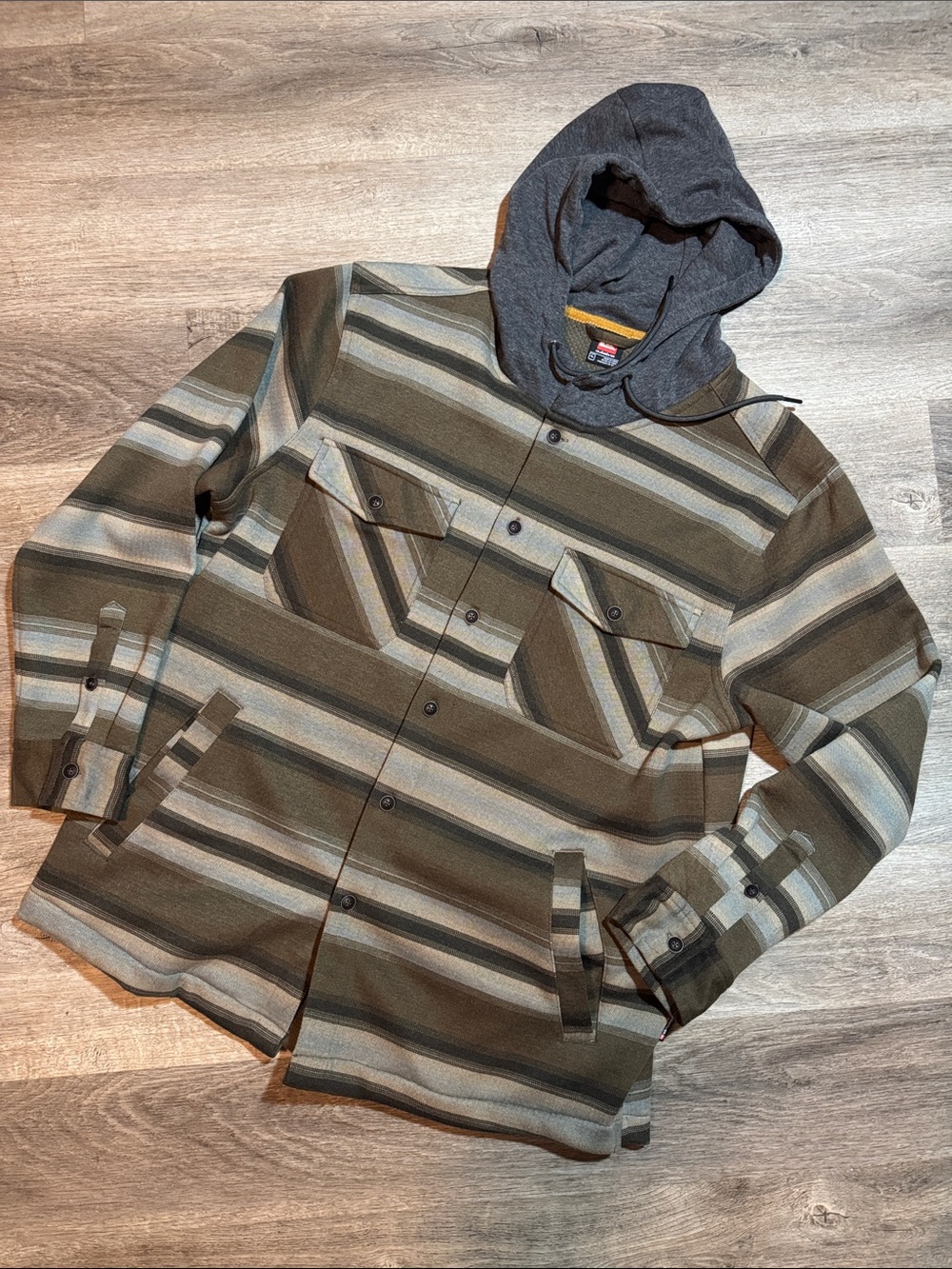 Quiksilver Men's Striped Hooded Jacket Brown & Gray XL